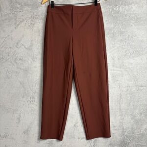 Athleta Stellar High Rise Trouser Pants Womens 6P Burgundy Straight Leg Career
